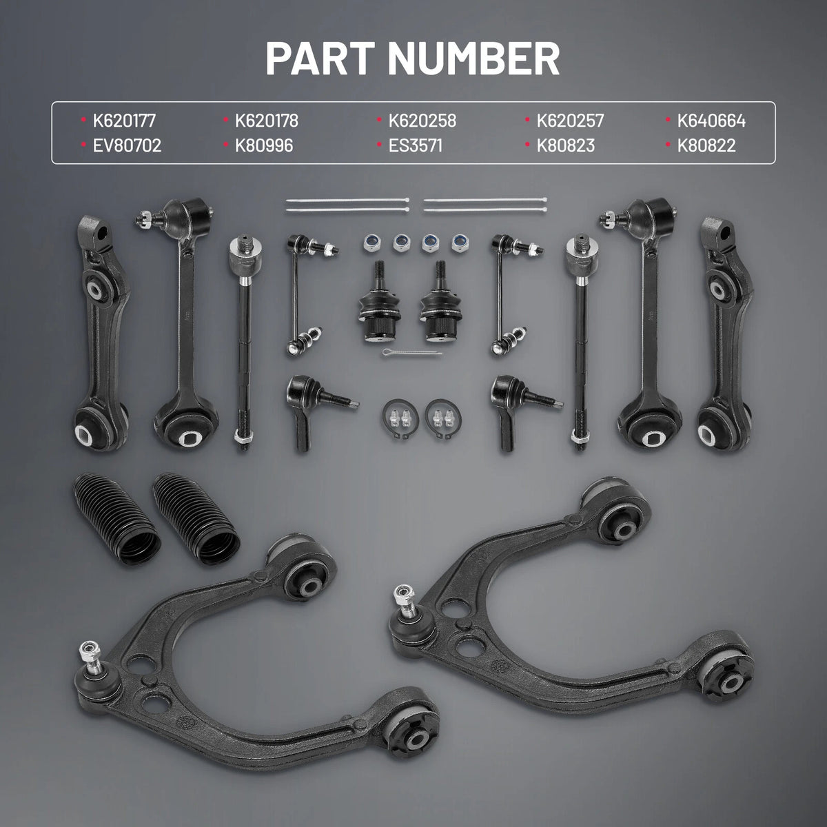 Front Upper Lower Control Arm Suspension Kit for 2008-2010 Dodge Challenger (3.5L)