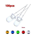 100Pcs 3mm Super-Bright LED Bulbs Red/Blue/Green/White/Yellow