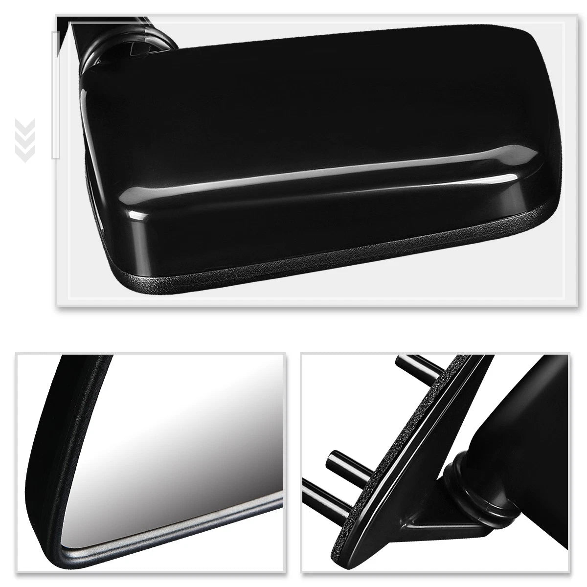 Universal Side View Mirrors for Naked Bikes - Anti-Glare White Glass