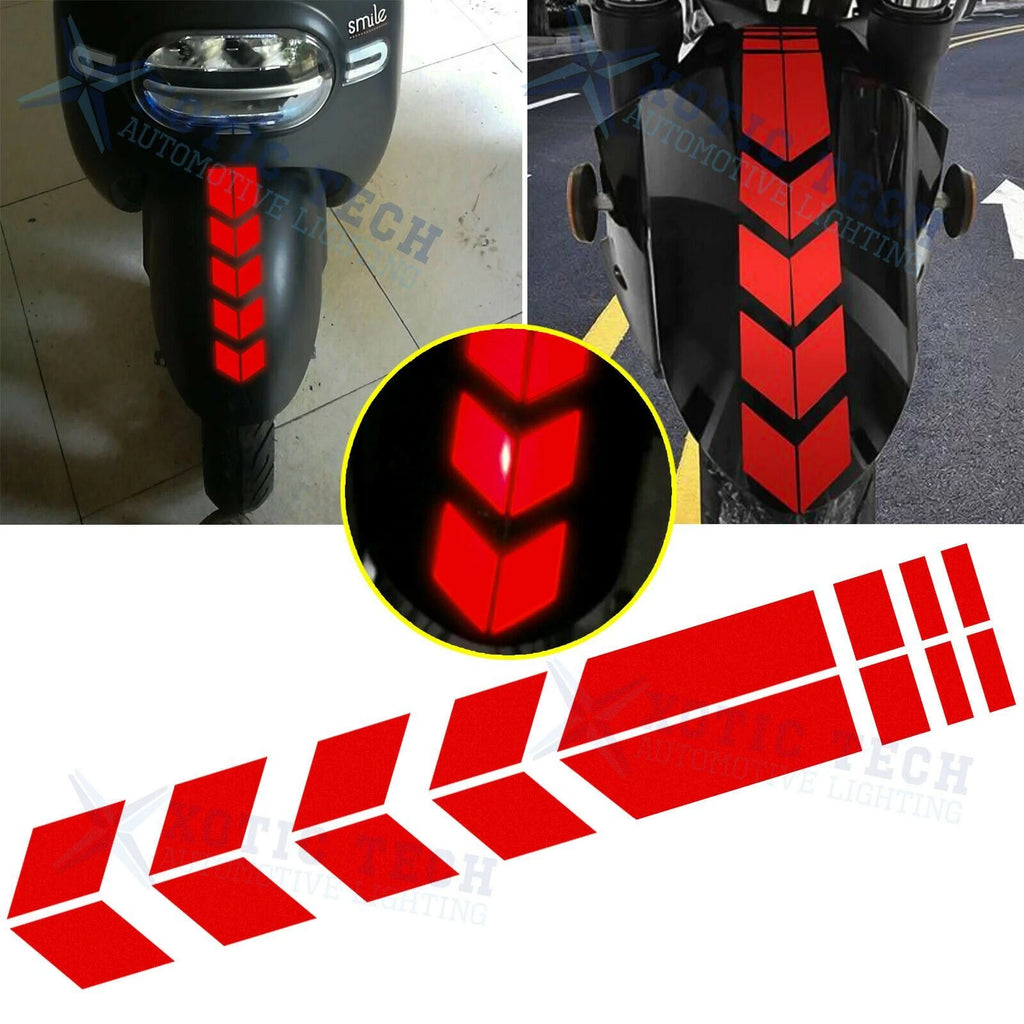 Universal Front Fender Reflective Stripe Stickers for Racing Style Red (—)