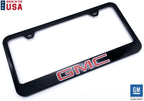 License Plate Frame Black Plastic with Red GMC Emblem for GMC Sierra (2014–2024)