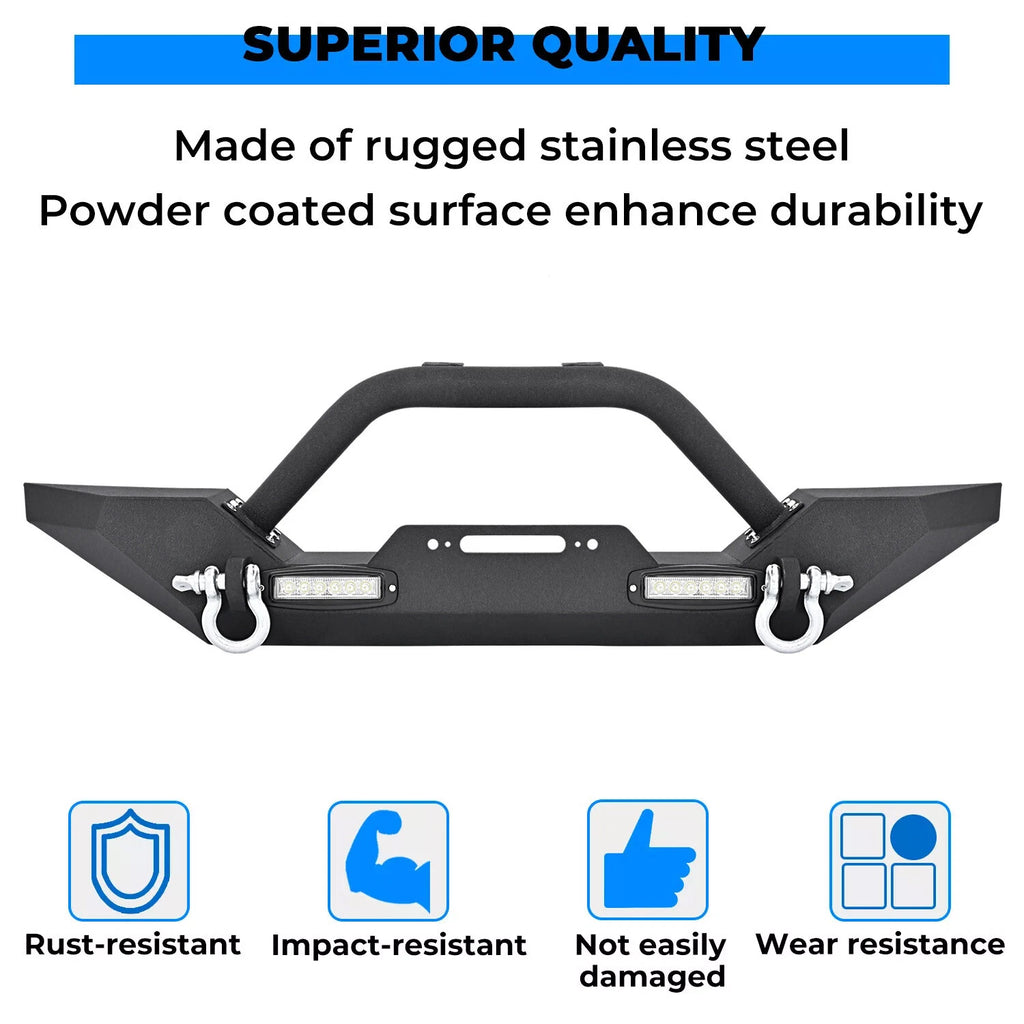 Front Bumper with Winch Plate & D-Rings for Jeep Wrangler (1987–2006)