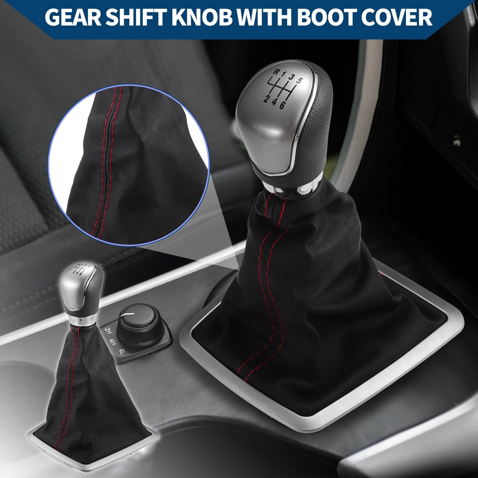 6 Speed Gear Shift Knob with Dust Cover for Ford Focus (2012–2018)