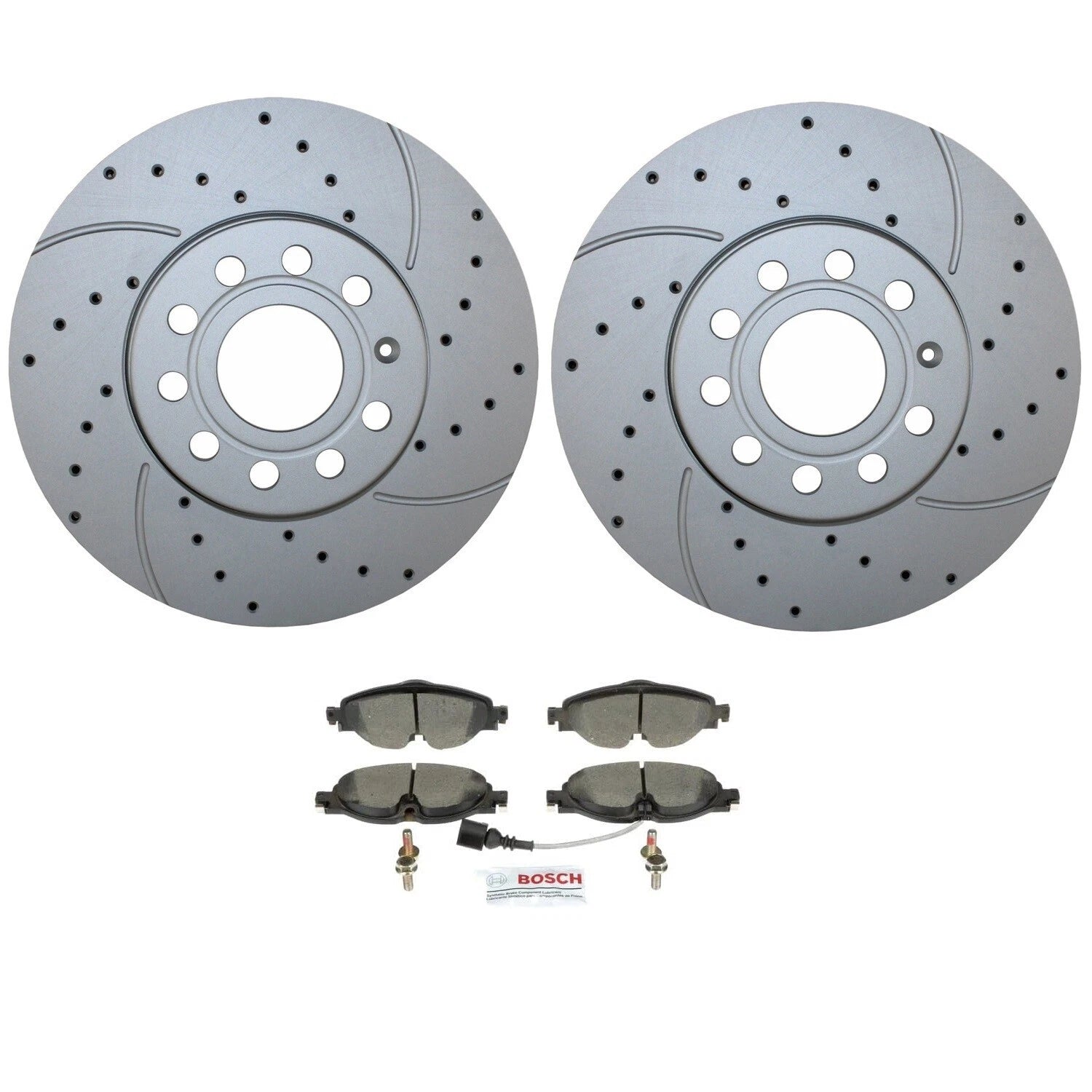 Front Brake Kit 288mm Drilled Disc Rotors & Bosch Ceramic Pads for A3 e-Golf Jetta (2015–2020)