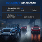 LH Power Heated Mirror Glass Replacement for 2013-2020 Ford Fusion