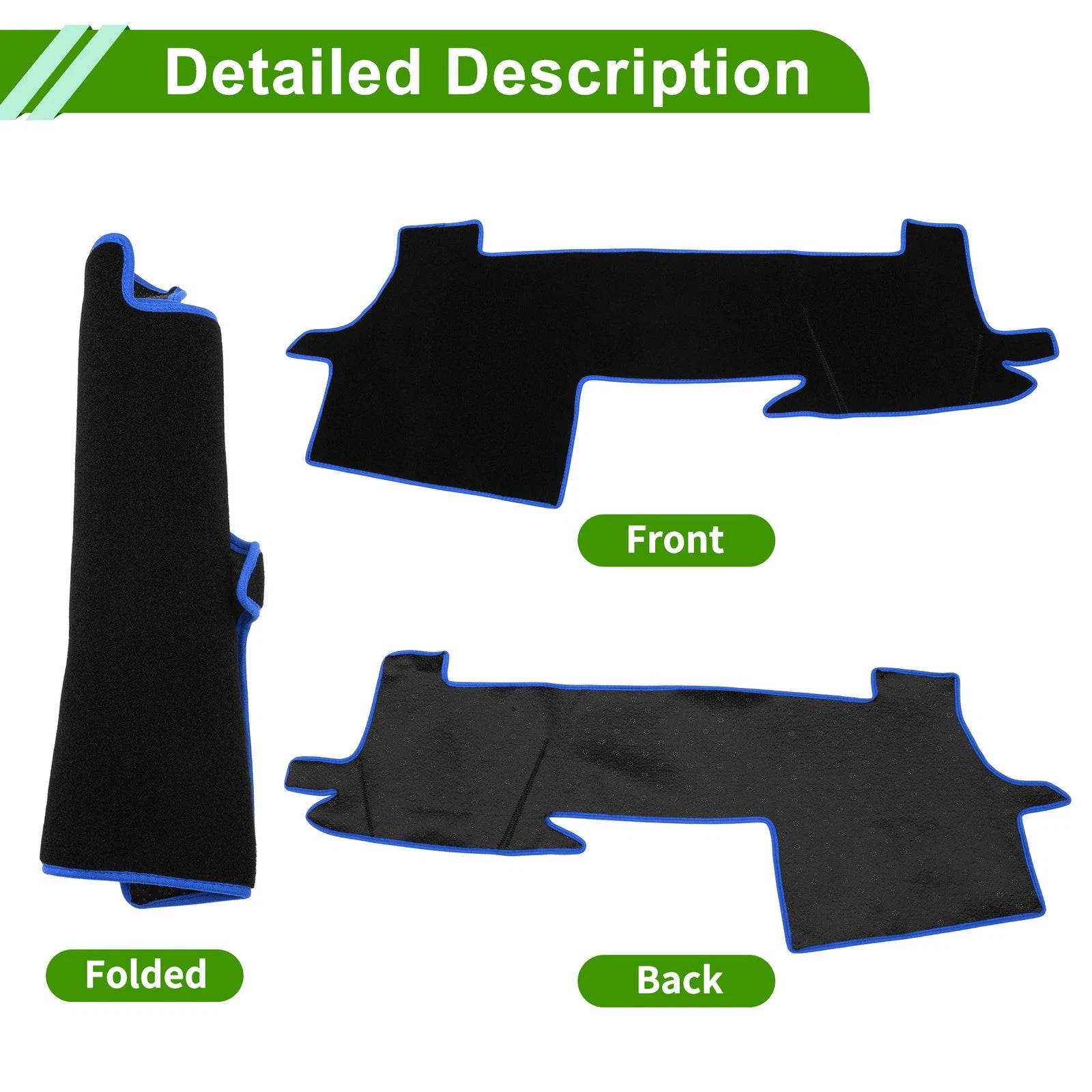 Dashboard Cover for Toyota Mark X 130 Series (2009–2019) Black Blue Non-Slip