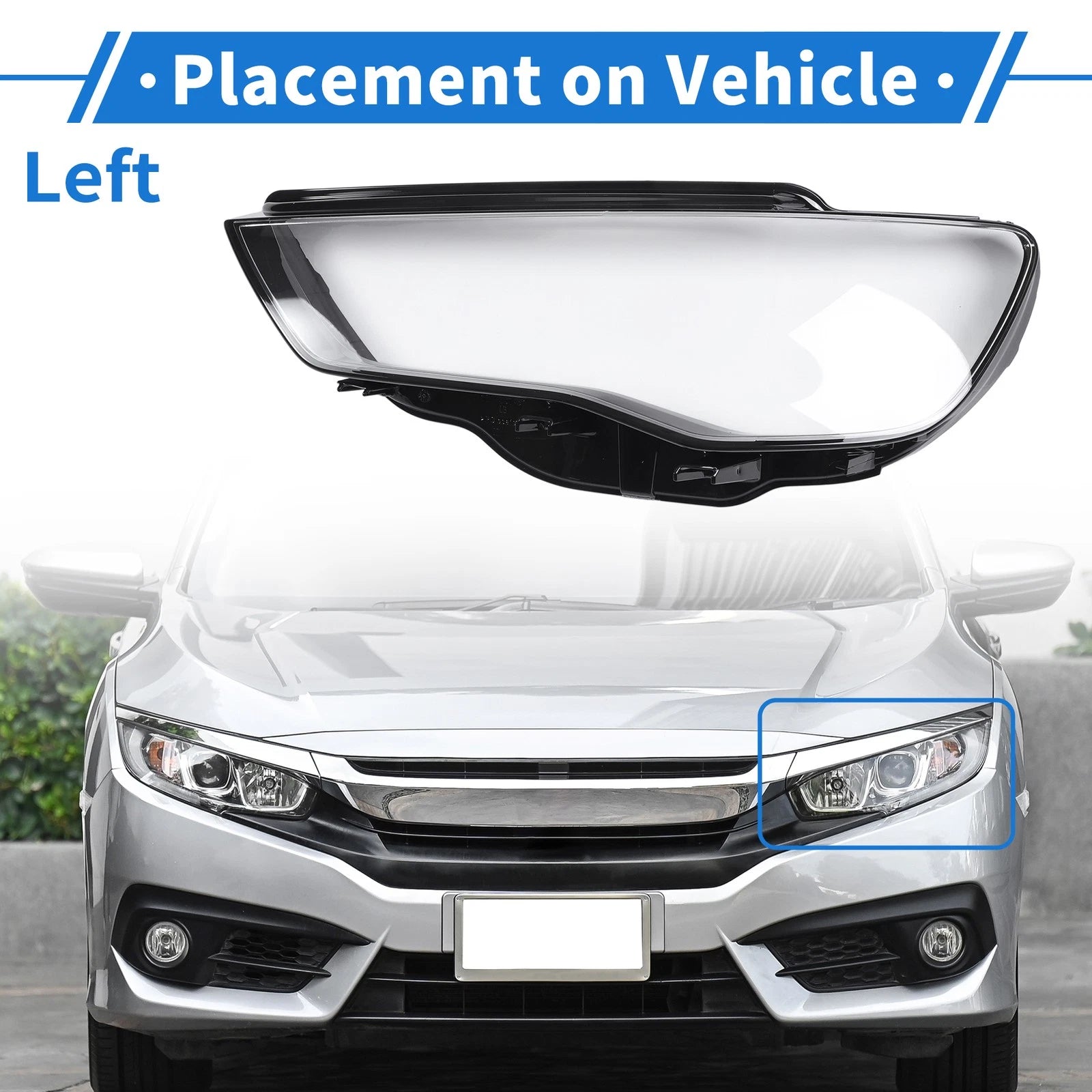 1 Pc Headlight Lens Cover for Audi A3 (2013–2015) Black