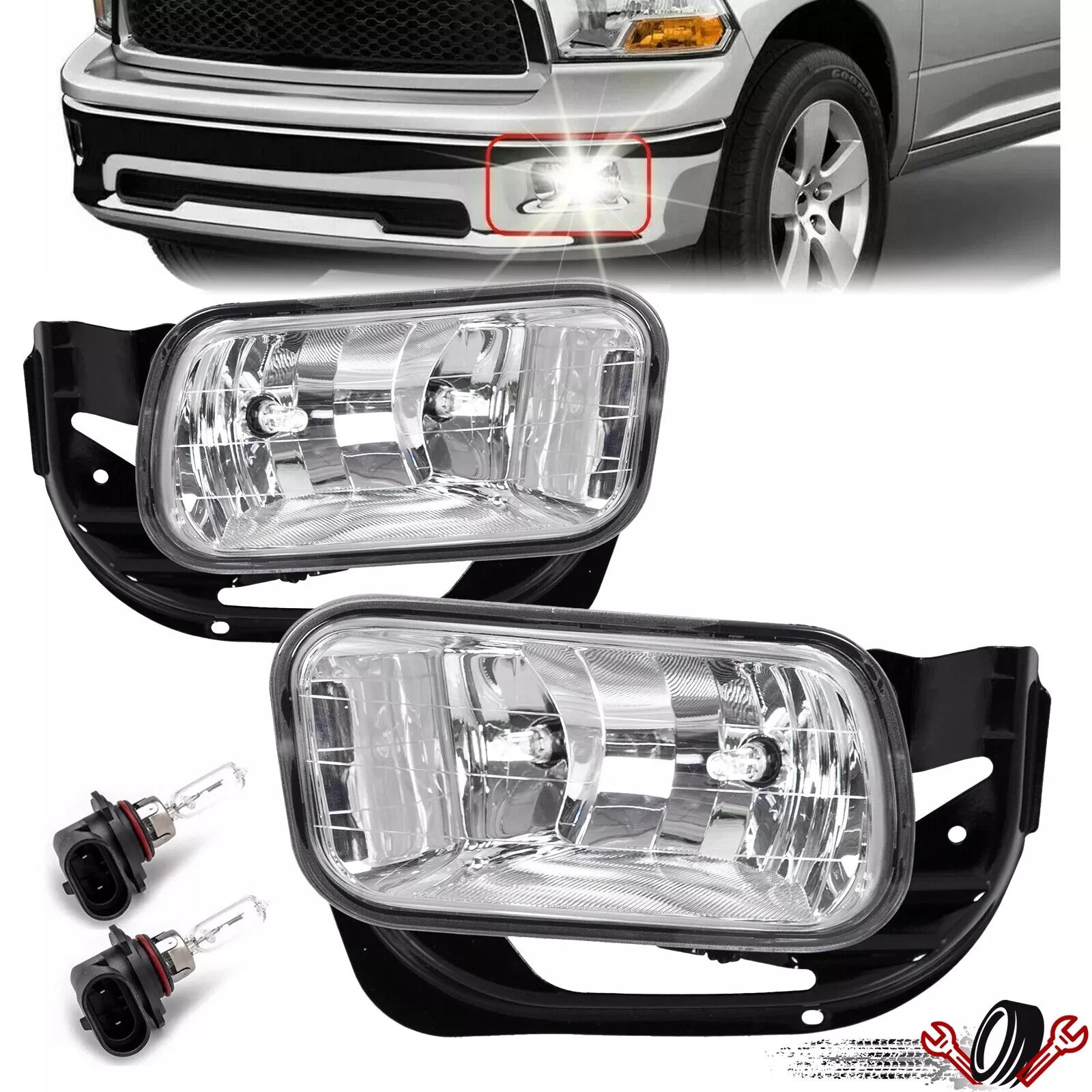 Front Fog Lights with Brackets for Ram 1500 (2009–2012) / Ram 2500 3500 (2010–2018)