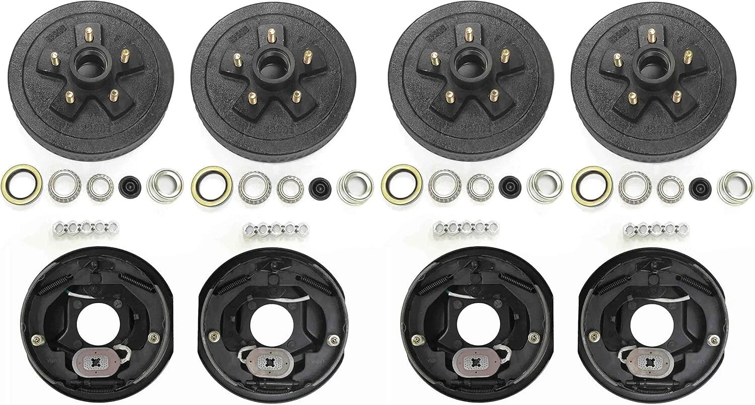 Set of 2 Trailer Hub Drum Kits 5 on 4.5" B.C. with 10" Electric Brakes 3500 lbs