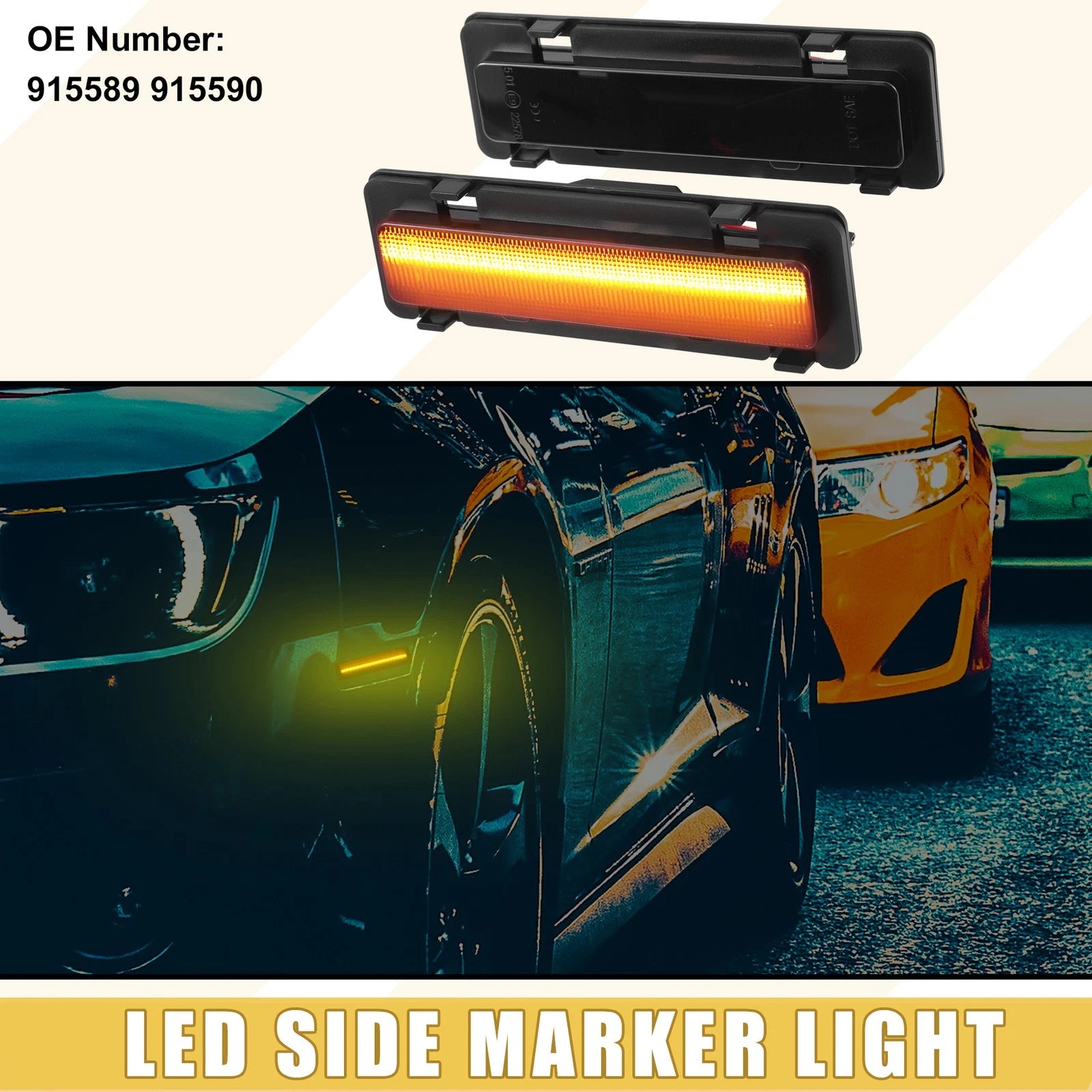 2X Front LED Side Marker Lights for Chevy Camaro (2010–2015) 915589, 718844746397