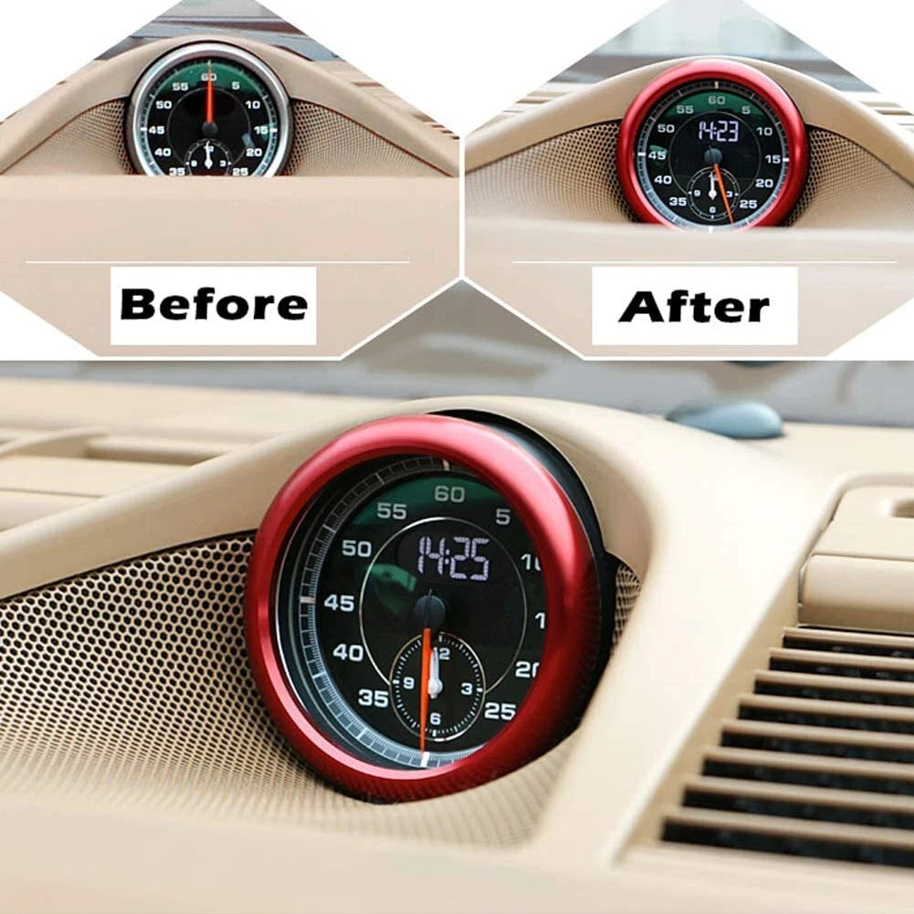 Red Aluminum Alloy Dashboard Clock Ring Trim for Porsche 911, Cayenne
