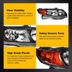 Headlight Assembly Set for Honda Civic Coupe (2006–2011) Black Housing