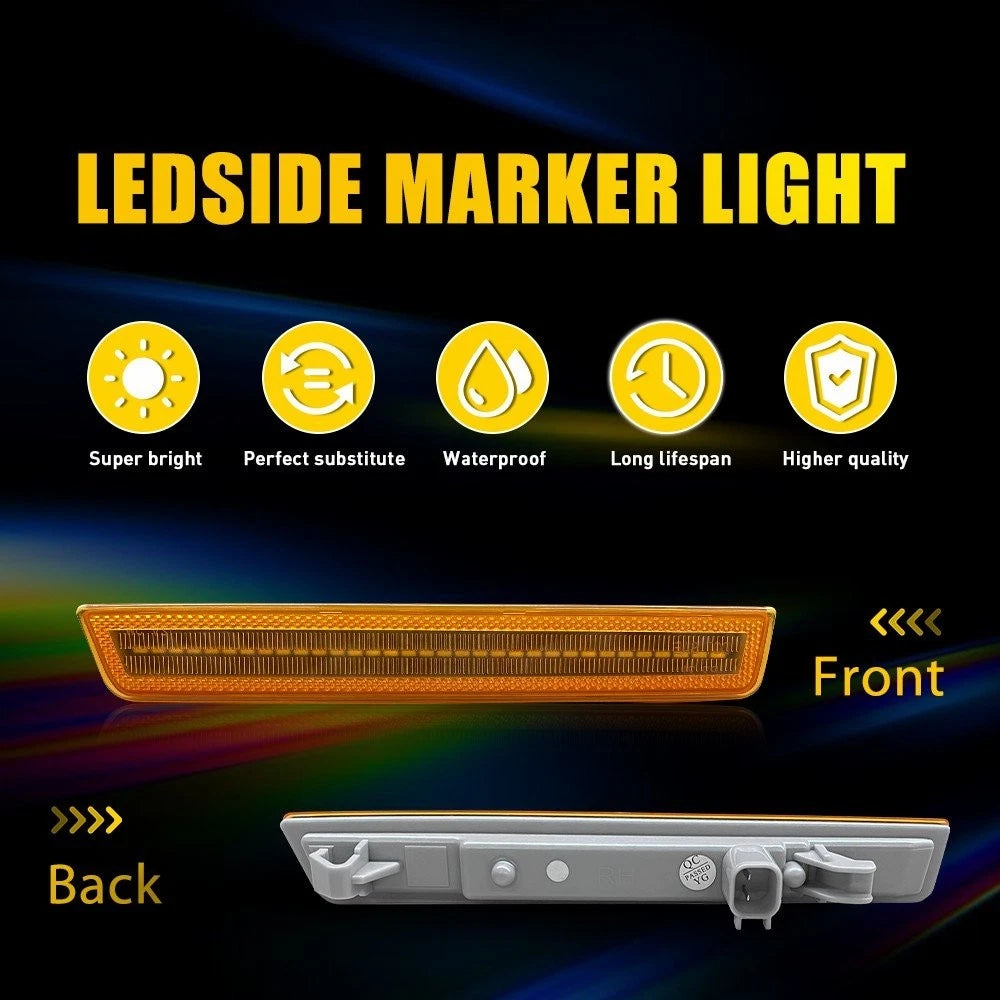 Amber Front Bumper Side Marker Lights for Dodge Challenger (2015–2023) IP67