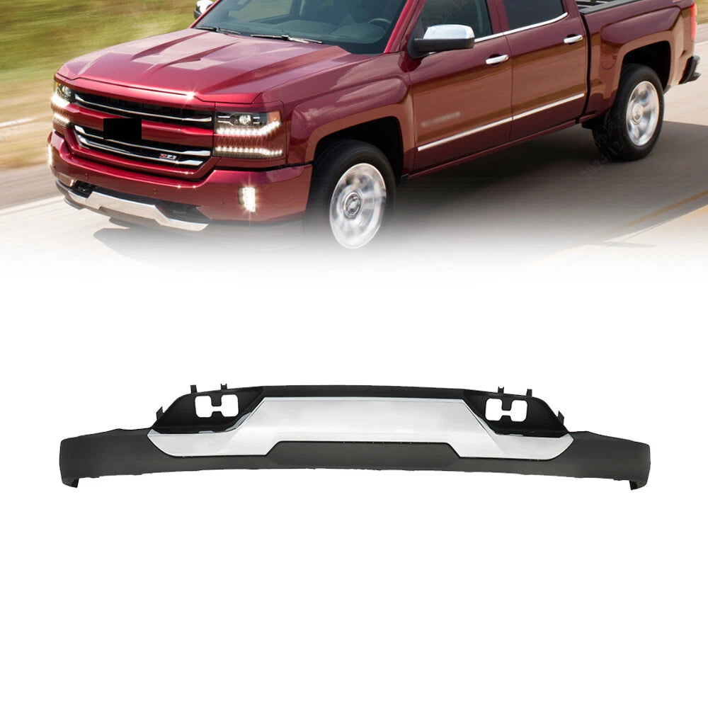 Front Bumper Valance with Chrome Skid Plate for Chevrolet Silverado 1500 (2016â2018)