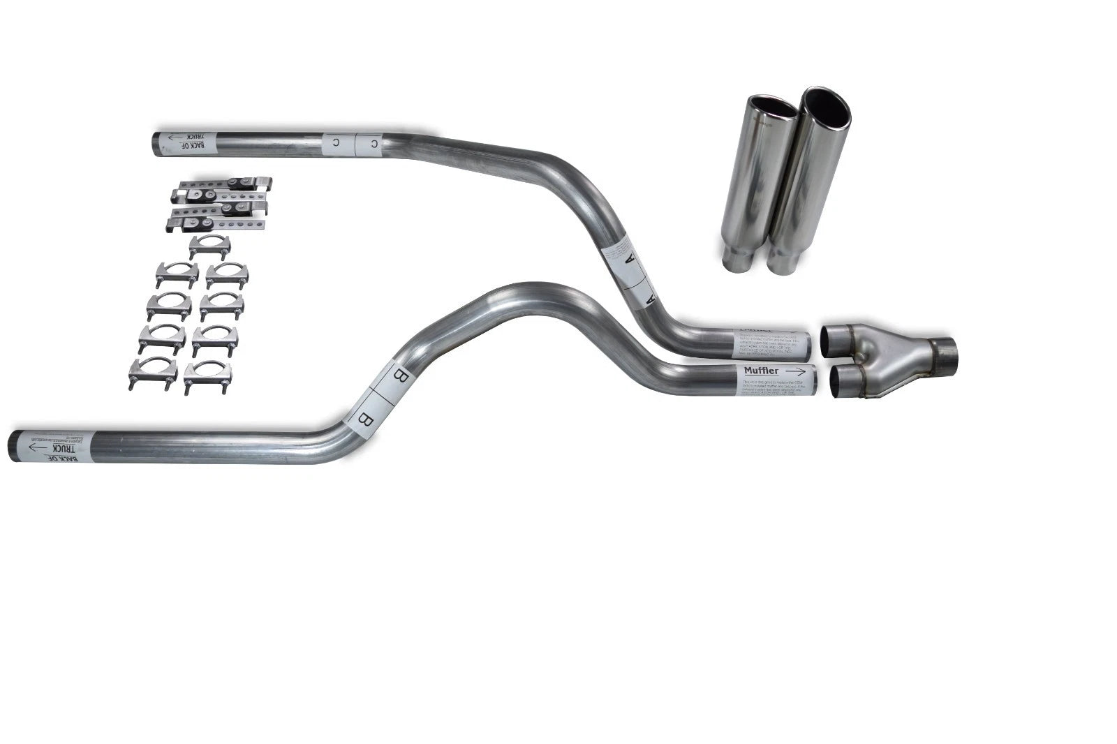 2.5" Dual Exhaust Kit for Dodge Dakota (1987–1996) - Y Pipe, Clamp, Tips