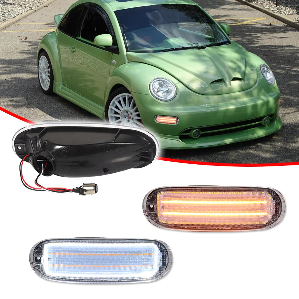 Clear Switchback LED Turn Signal Corner Lights for VW Beetle (1998–2005)