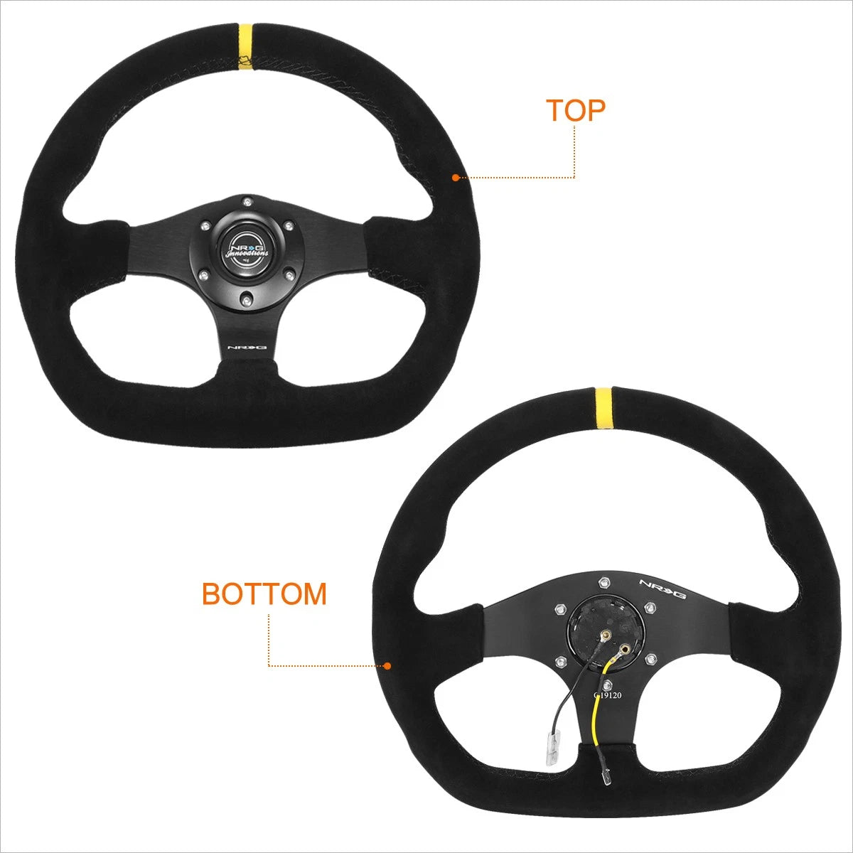 NRG Innovations RST-024MB-S-Y 320mm 3-Spoke Flat Bottom Steering Wheel for