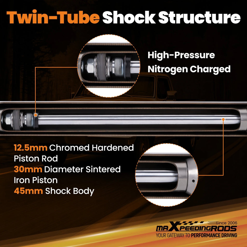 Front & Rear Lowering Shocks for Ford F100 2WD (1973–1979) 3/4" Drop Kit