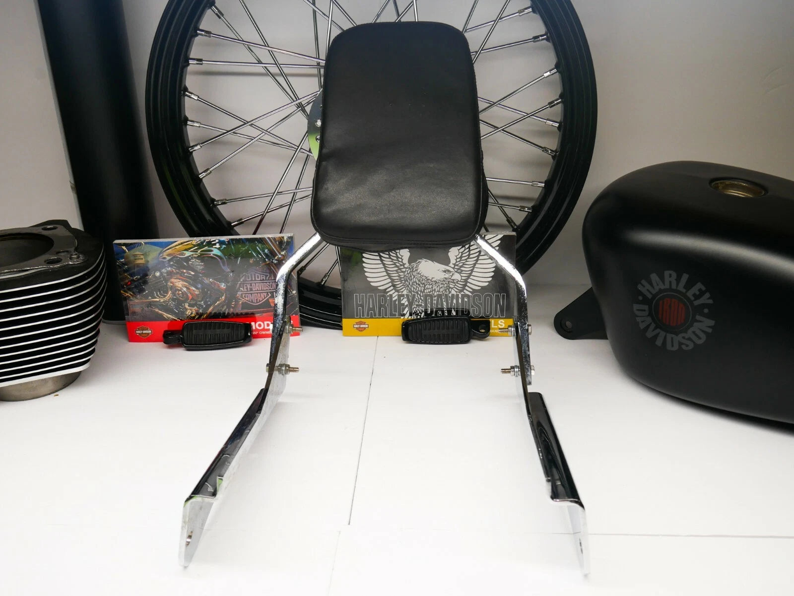 Sissy Bar Back Seat and Backrest Pad for Harley Davidson (Rigid Mount)