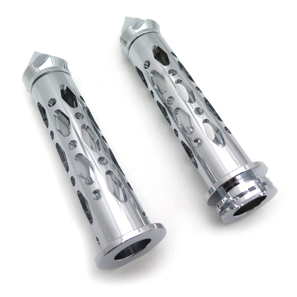 Set of 2 CNC Chrome 7/8" 22mm Spike Bar Ends Grips for Kawasaki Ninja 250 500 ZX6