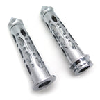 Set of 2 CNC Chrome 7/8" 22mm Spike Bar Ends Grips for Kawasaki Ninja 250 500 ZX6