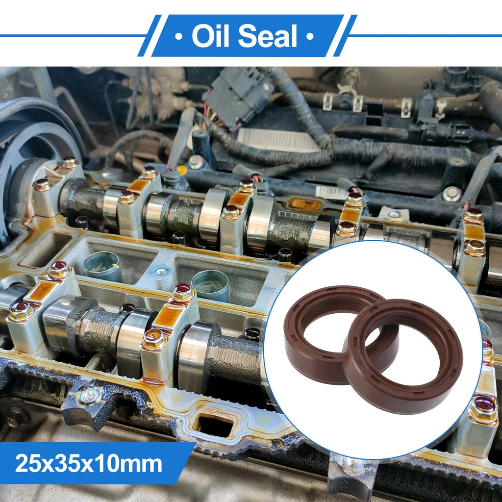 2X Oil Seal Rotary Shaft Seal FKM Rubber 25x35x10mm for Universal Applications