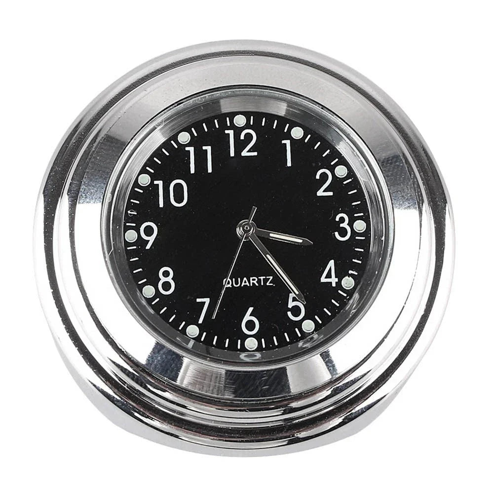 1x 7/8" Digital Clock Time Gauge for Motorcycle Handlebar - Silver