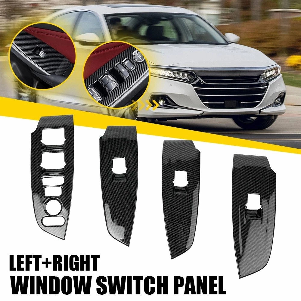 Carbon Fiber Window Lift Switch Panel Covers for Honda Accord (2018–2022)