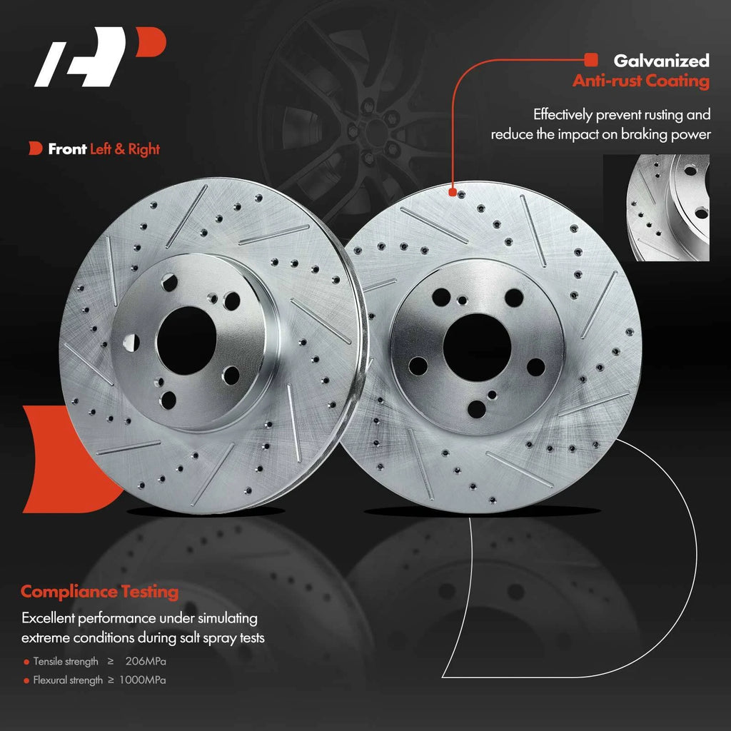 Front Drilled Brake Rotor and Pad Caliper for Scion tC Toyota Celica (2011–2013)