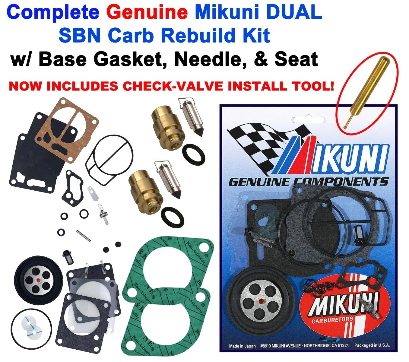 Dual Mikuni Carb Rebuild Kit for Sea Doo GTI (1996) - Base Gasket & Needle Seat