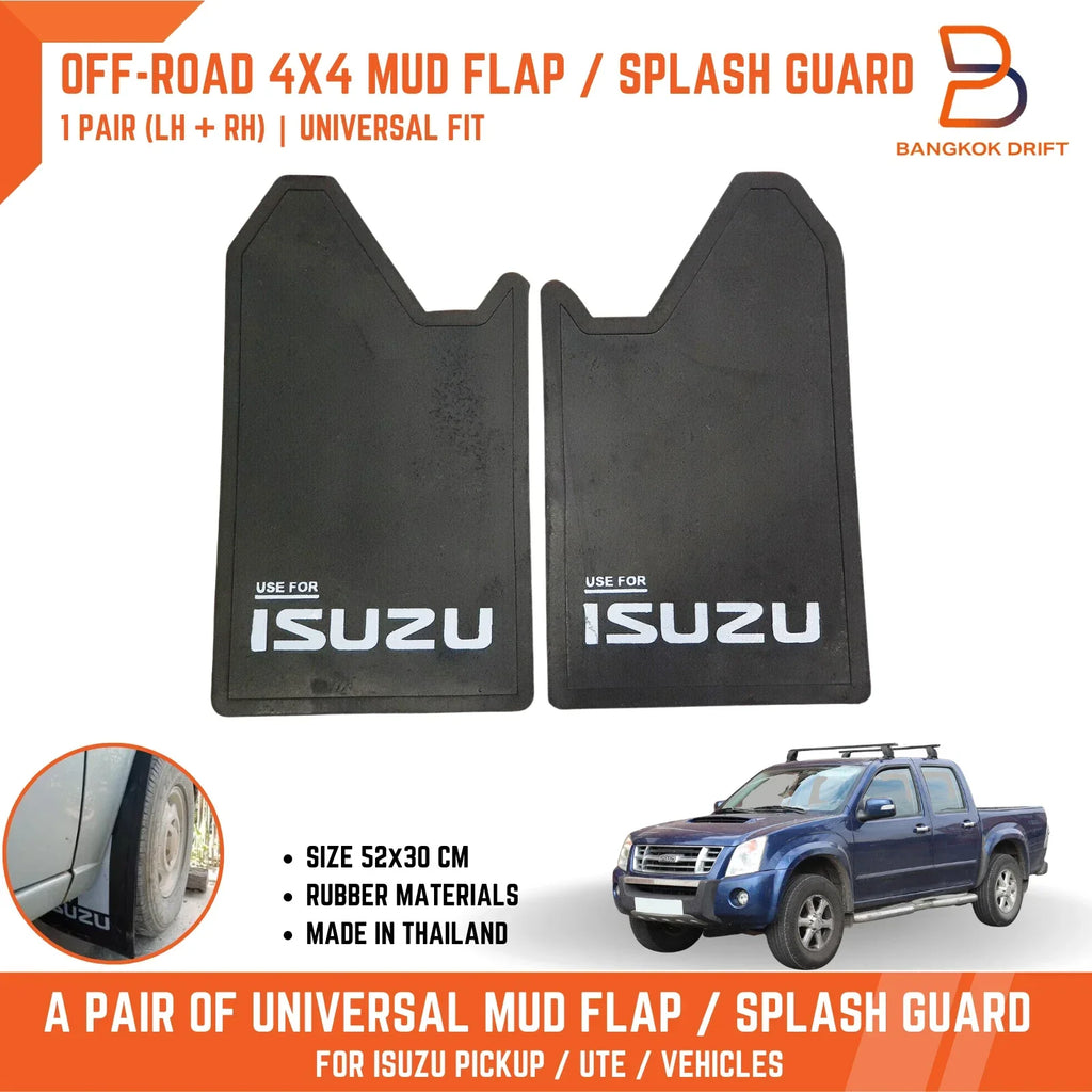 Isuzu 4WD 4x4 Off-Road Mud Flaps Splash Guards  Black Rubber
