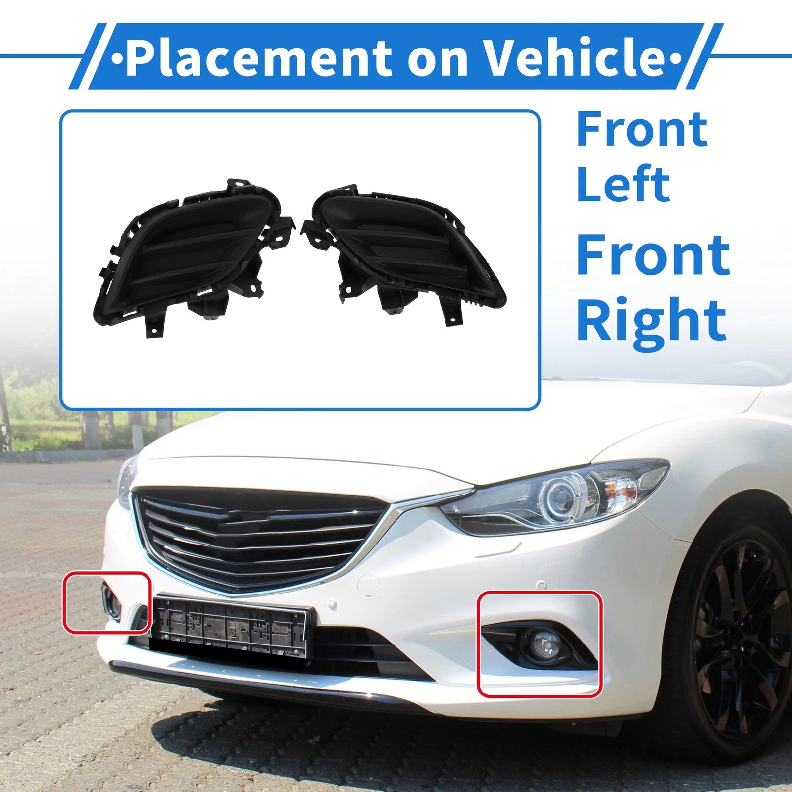 Set of 2 Front Bumper Fog Light Covers No.GHP950C11A for Mazda 6 (2014–2021)