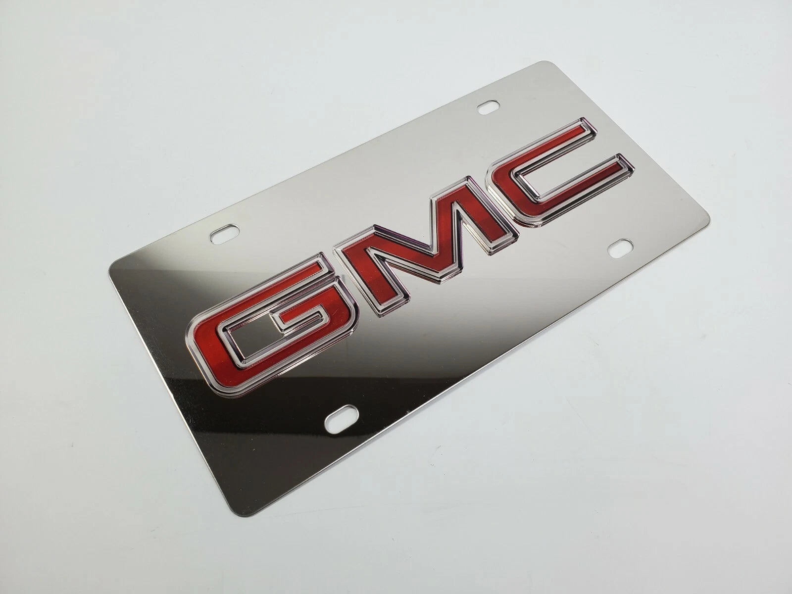 Chrome GMC Emblem Metal Vanity License Plate Replacement Rear for GMC (1999–2024)
