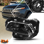 OE Factory Black Housing Projector Headlight Left for Jeep Cherokee (2014–2018)