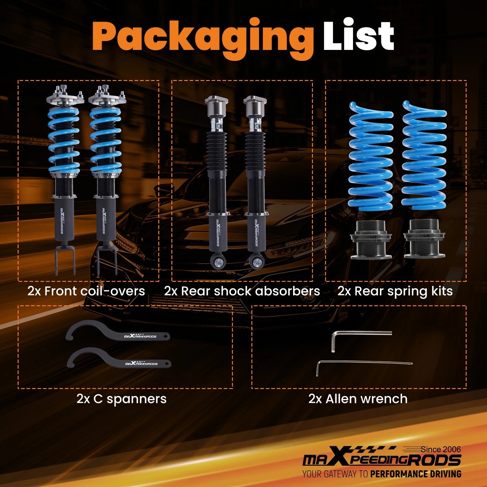 24 Level Coilover Suspension Kit for Mercedes-Benz W205 RWD (2015–2021)