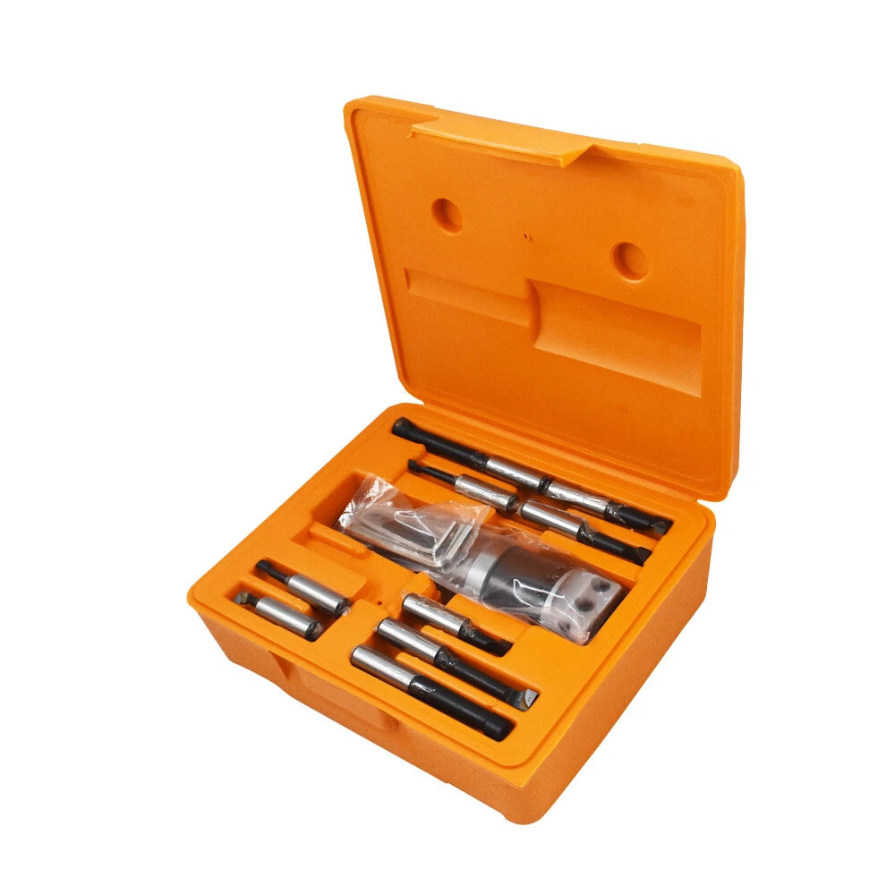 Set of 9 Carbide Boring Bars and Boring Head for R8 Shank
