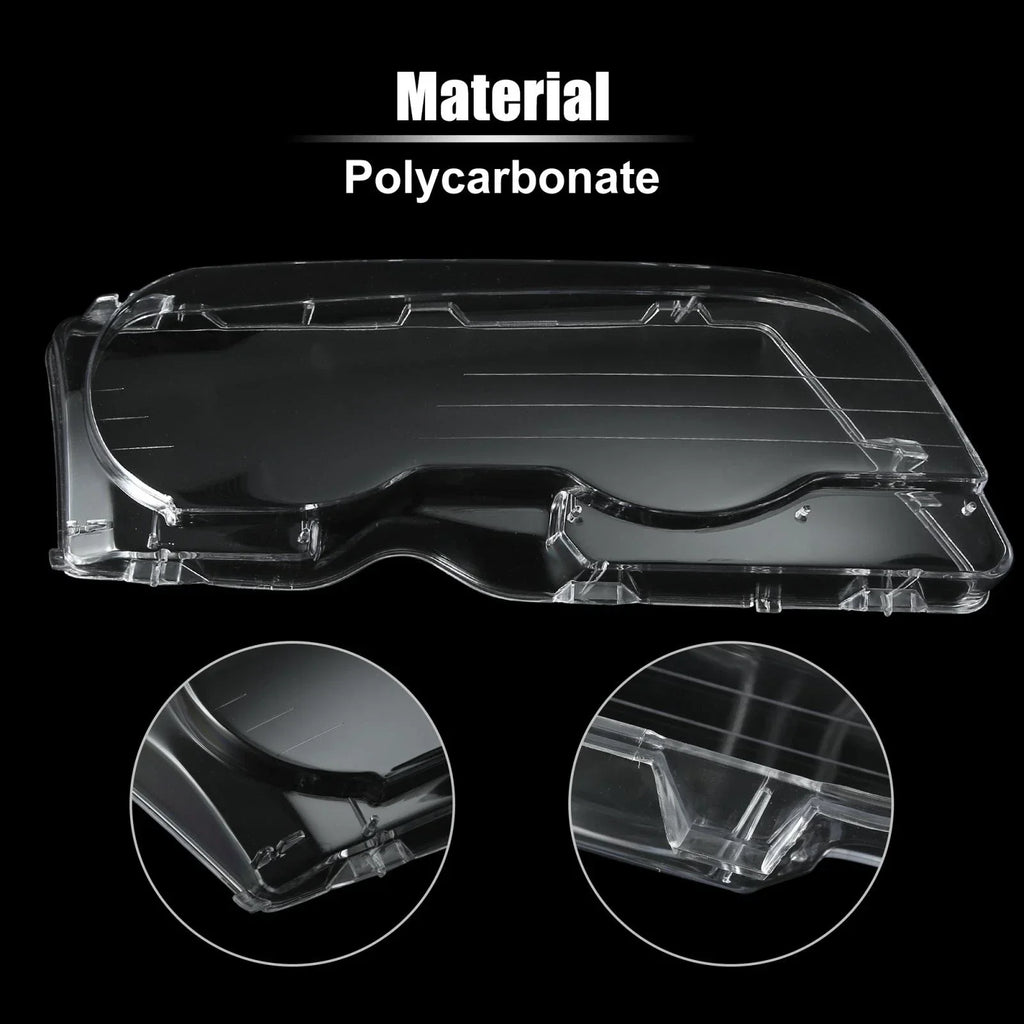1 Pair Car Front Headlight Lens Cover for BMW E46 (1998-2002)