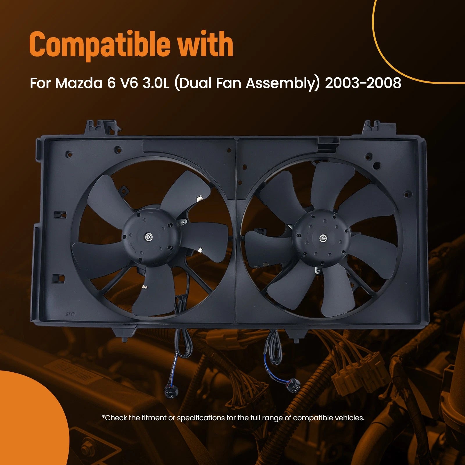 Cooling Fan for Mazda 6 V6 3.0L (2003–2008) AJ5715025N 620730 621180