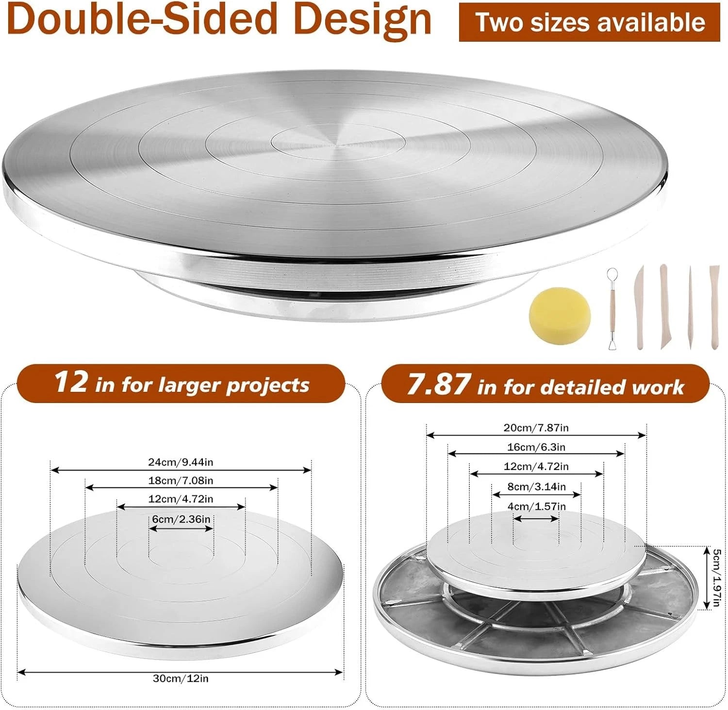 12 Inch Double-Sided Banding Wheel for Pottery Sculpting