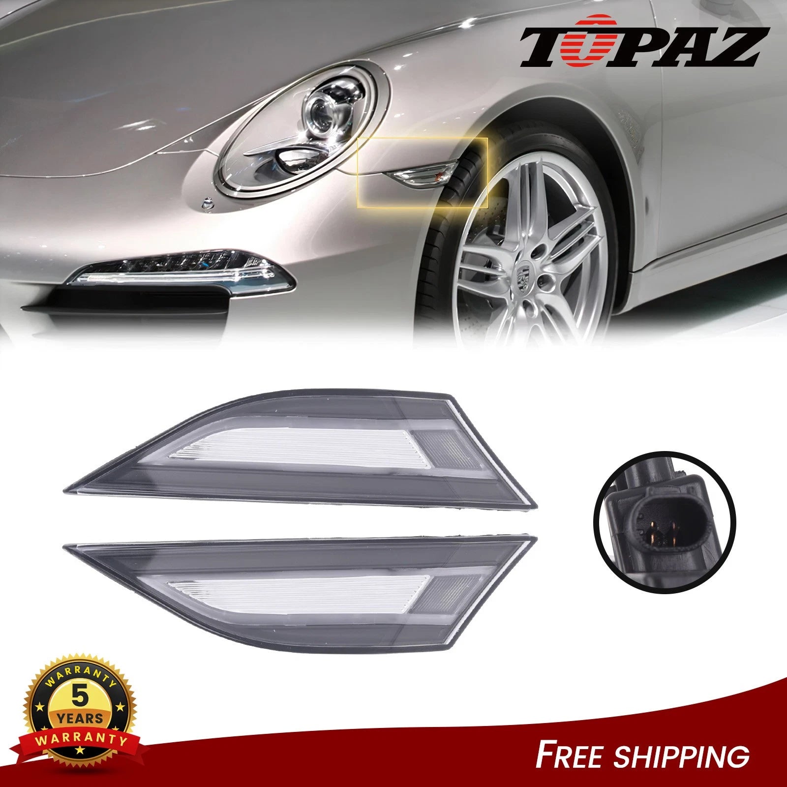 2X LED Side Marker Lights for Porsche Cayman 981 Boxster 981 911 991