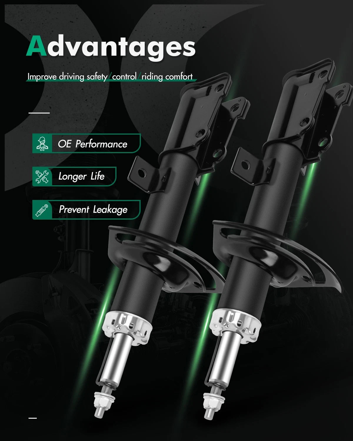 Strut Shock Absorber Assemblies for Dodge Journey (2009–2016) Front Pair