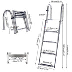 4 Step Telescoping Folding Boat Ladder for Marine Dock Yacht (Stainless Steel)