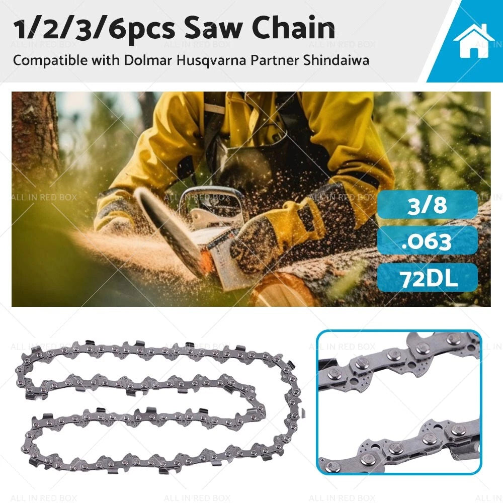 Set of 6 Chainsaw Chains 3/8 .063 72DL Semi Chisel for Husqvarna Stihl
