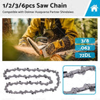 Set of 6 Chainsaw Chains 3/8 .063 72DL Semi Chisel for Husqvarna Stihl