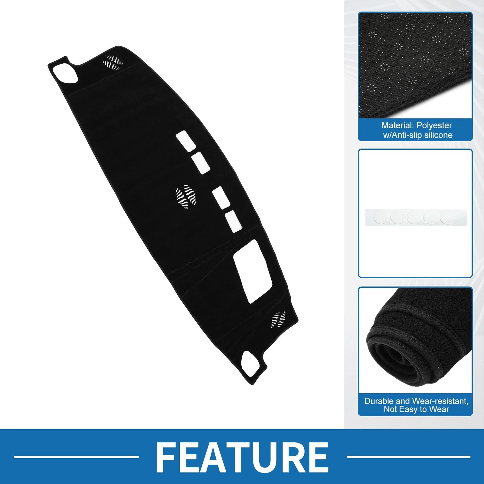 Dashboard Cover Mat for Chevrolet Suburban, Chevy Tahoe (2021–2023) Black
