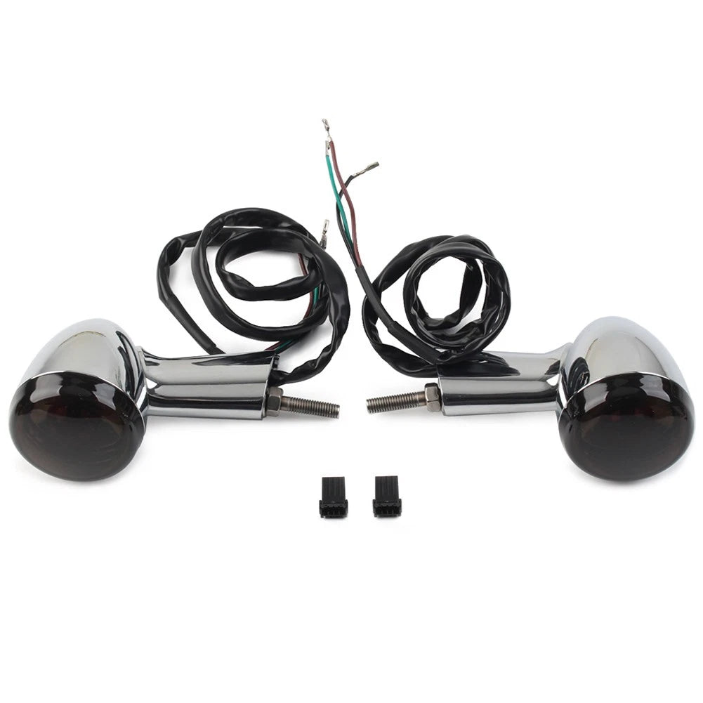Rear Turn Signal Lights for Harley XL883 1200 X48 (2004–2022) Chrome Dark Lens
