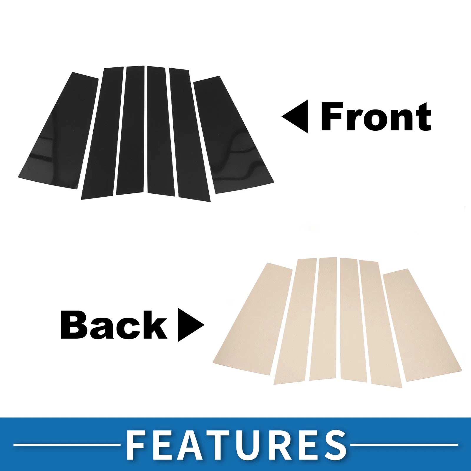 Set of 6 Door Pillar Window Trim for Toyota Highlander (2015–2021) Black