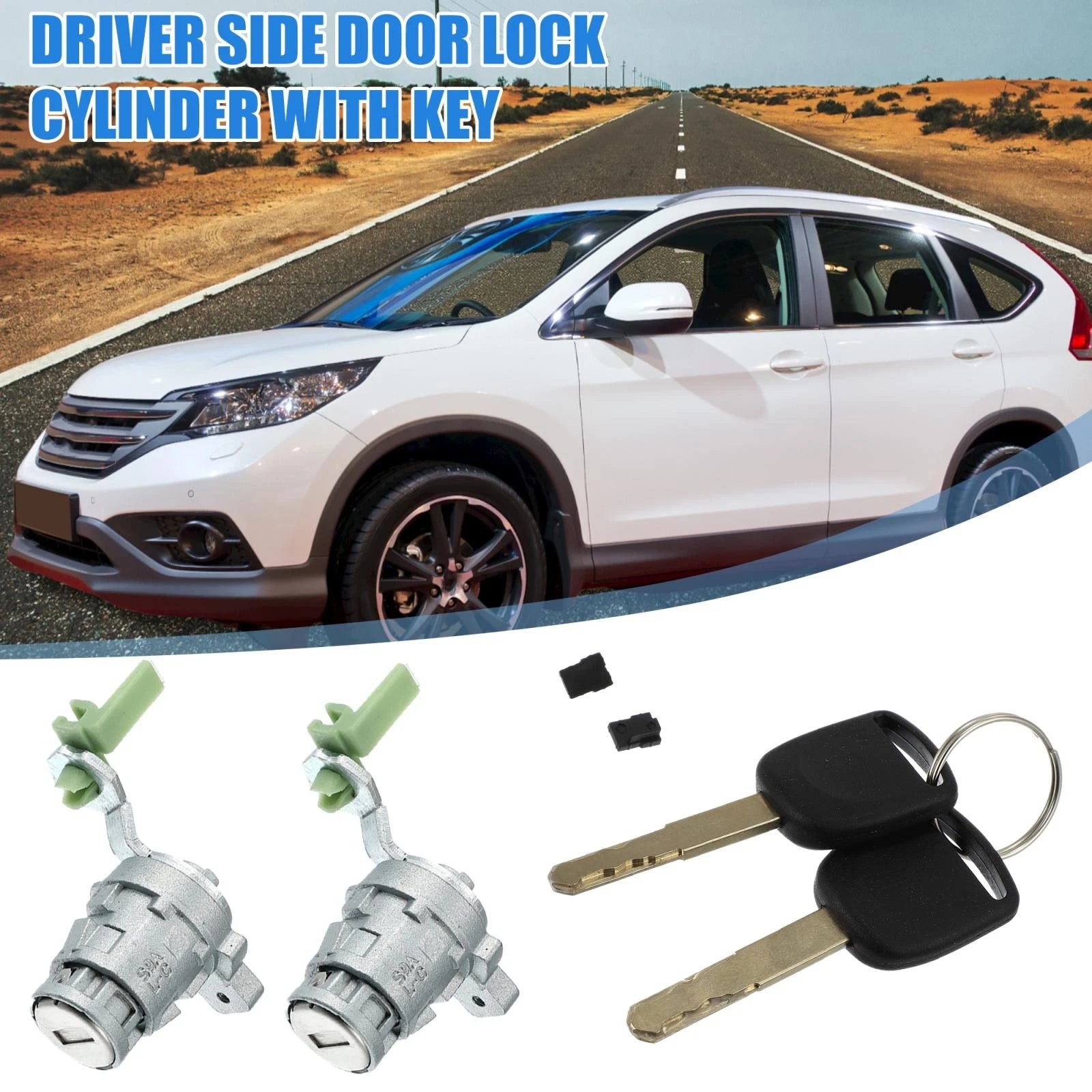 Pair Door Lock Cylinder w/ Keys for Honda CR-V (2003–2006) 72185-S9A-013 72145-S9A-003
