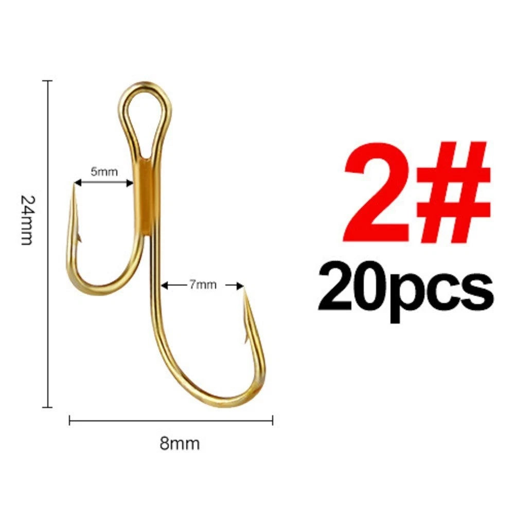 20x Fishing Hooks for Pike Worm (1# 2# 4# 6# 8#)