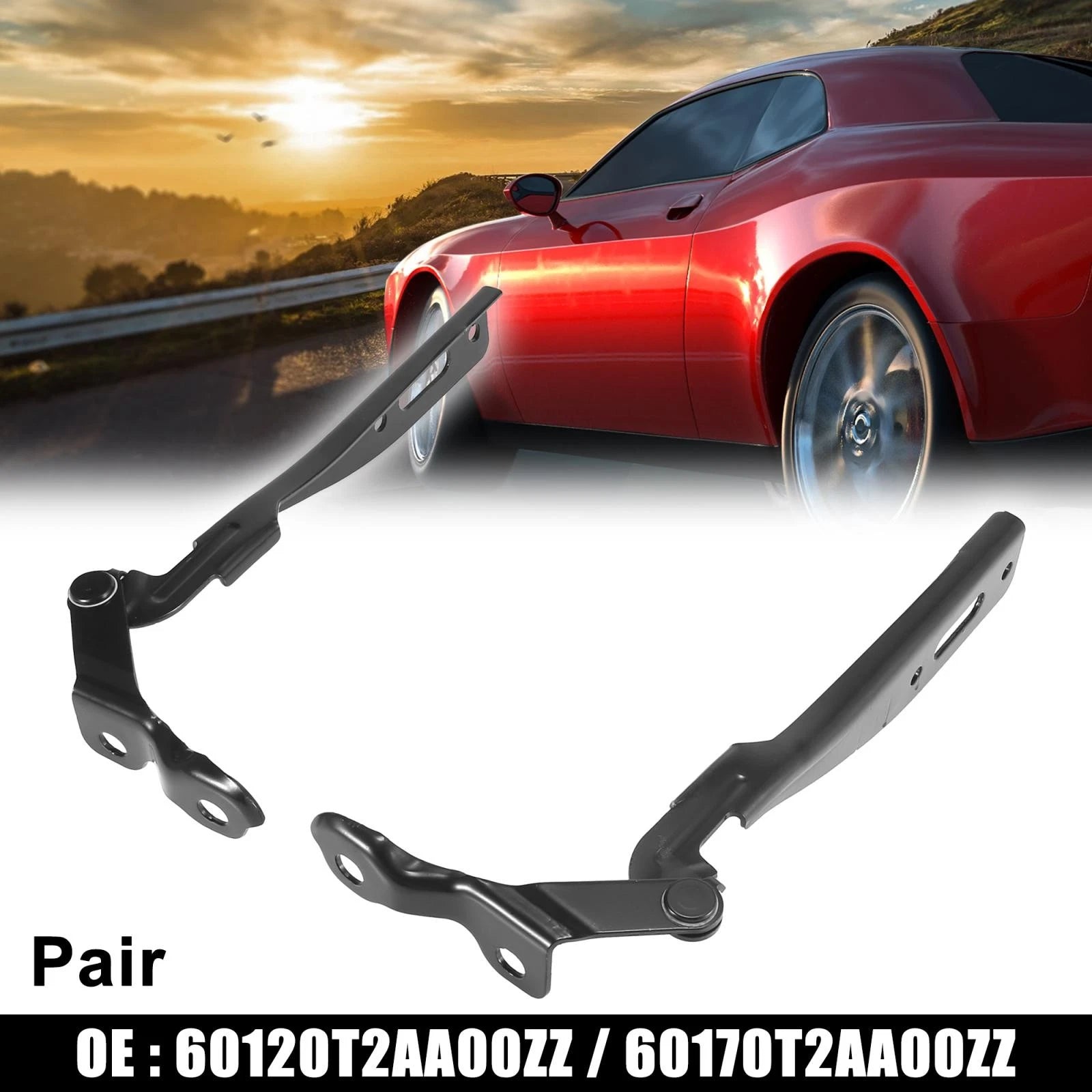 1 Pair Hood Hinge for Honda Accord (60120T2AA00ZZ, 60170T2AA00ZZ)